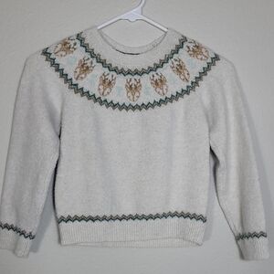 Tommy Bahama Girls Fair Isle Sweater Size 5T Holiday Knit Reindeer Winter Soft